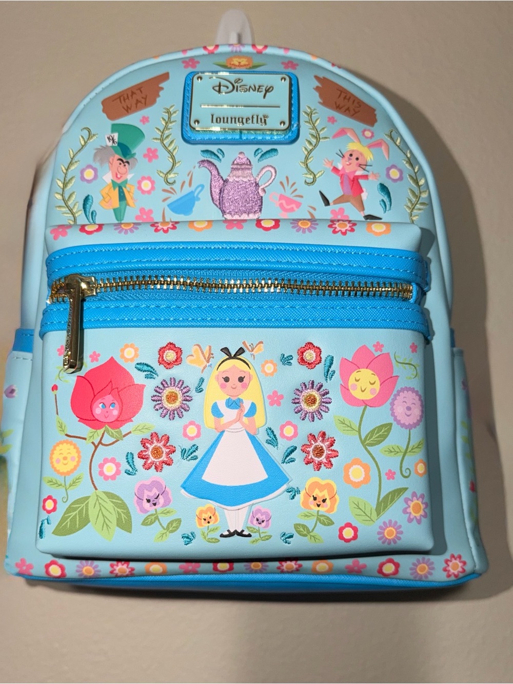 Loungefly Blue Alice in Wonderland Floral Mini Backpack